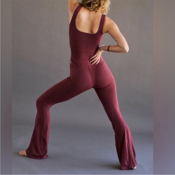 NWT Free People Good Karma Flared Onesie Henna Burgundy MSRP $118 Size Small - Picture 3 of 9